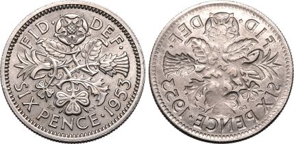 1953 CuproNickel Sixpence Brockage