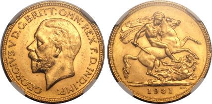 1931 M Gold Sovereign NGC MS 62