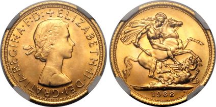 1968 Gold Sovereign NGC MS 66