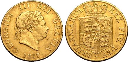 1817 Gold Half-Sovereign About very fine, reverse scratch