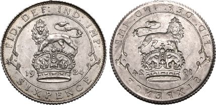 1924 Silver Sixpence Brockage