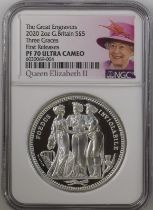 2020 Silver 5 Pounds (2 oz.) Three Graces Proof NGC PF 70 ULTRA CAMEO Box & COA