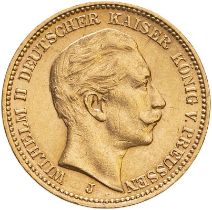 Germany: Prussia Wilhelm II 1905 J Gold 20 Mark Good very fine