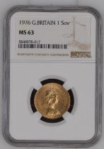 1976 Gold Sovereign NGC MS 63