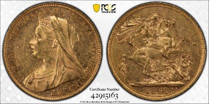 1895 M Gold Sovereign PCGS MS62 #42915163 (AGW=0.2355 oz.)
