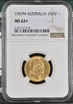 1907 M Gold Sovereign NGC MS 62+