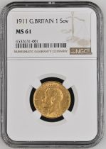1911 Gold Sovereign NGC MS 61