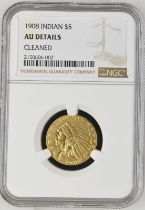 United States Half Eagle 1908 Gold 5 Dollars NGC AU Details