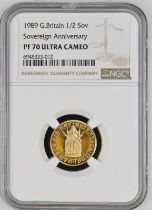 1989 Gold Half-Sovereign 500th Anniversary Proof NGC PF 70 ULTRA CAMEO