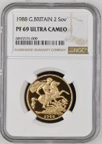 1988 Gold 2 Pounds (Double Sovereign) Proof NGC PF 69 ULTRA CAMEO