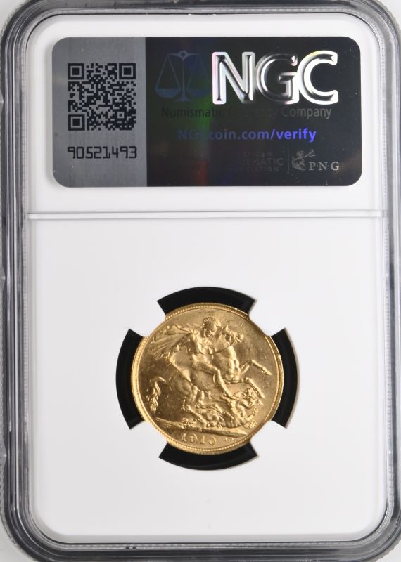 1910 S Gold Sovereign NGC MS 63 - Image 2 of 2