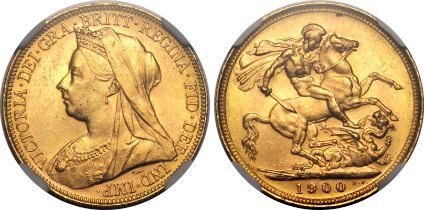 1900 M Gold Sovereign Equal-finest NGC MS 63