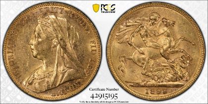 1898 M Gold Sovereign PCGS MS62 #42915195 (AGW=0.2355 oz.)