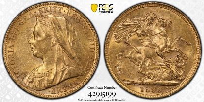 1899 M Gold Sovereign PCGS MS62 #42915199 (AGW=0.2355 oz.)