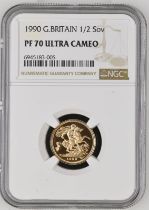 1990 Gold Half-Sovereign Proof NGC PF 70 ULTRA CAMEO