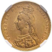 1888 M Gold Sovereign Second Legend NGC MS 61