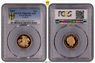2005 Gold Sovereign Reworked St. George Proof PCGS PR69 DCAM