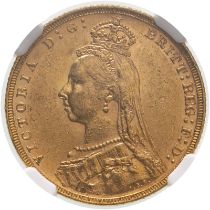 1890 M Gold Sovereign Second Legend NGC MS 60