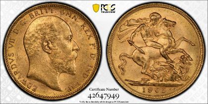 1905 M Gold Sovereign PCGS MS62 #42647949 (AGW=0.2355 oz.)