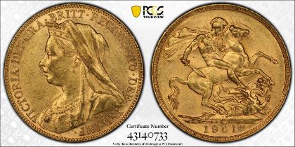 1901 P Gold Sovereign PCGS MS61 #43140733 (AGW=0.2355 oz.)