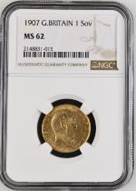 1907 Gold Sovereign NGC MS 62