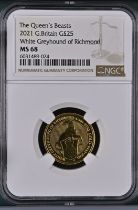 2021 Gold 25 Pounds The White Greyhound of Richmond NGC MS 68
