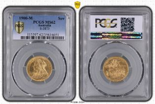 1900 M Gold Sovereign PCGS MS62