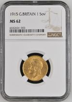 1915 Gold Sovereign NGC MS 62