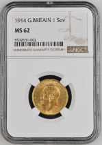 1914 Gold Sovereign NGC MS 62