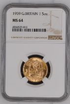 1959 Gold Sovereign NGC MS 64