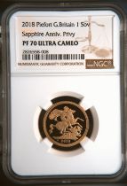 2018 Gold Sovereign Sapphire Jubilee Proof Piedfort NGC PF 70 ULTRA CAMEO