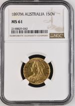 1897 M Gold Sovereign NGC MS 61