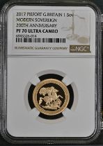 2017 Gold Sovereign 200th Anniversary Proof Piedfort NGC PF 70 ULTRA CAMEO Box & COA