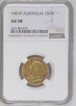 1901 P Gold Sovereign NGC AU 58