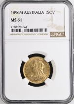 1896 M Gold Sovereign NGC MS 61
