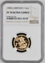 1998 Gold Sovereign Proof NGC PF 70 ULTRA CAMEO