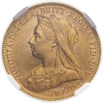 1899 M Gold Sovereign NGC AU 58