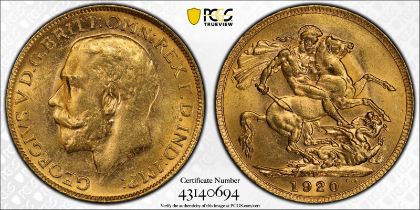 1920 P Gold Sovereign PCGS MS63