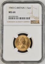 1965 Gold Sovereign NGC MS 64