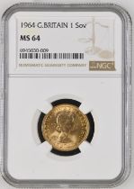 1964 Gold Sovereign NGC MS 64