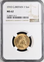1910 Gold Sovereign NGC MS 62