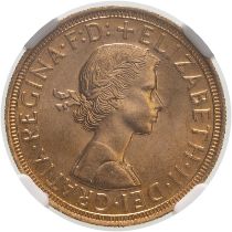 1957 Gold Sovereign Equal-finest NGC MS 66