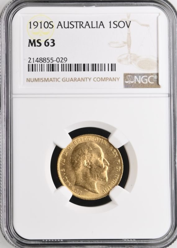 1910 S Gold Sovereign NGC MS 63