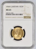 1964 Gold Sovereign NGC MS 65