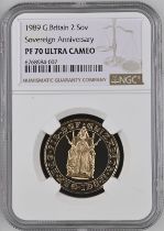 1989 Gold 2 Pounds (Double Sovereign) 500th Anniversary Proof NGC PF 70 ULTRA CAMEO