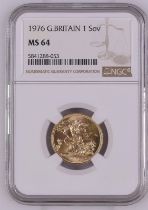 1976 Gold Sovereign NGC MS 64