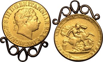 1820 Gold Sovereign Open 2 Mounted