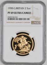 1998 Gold 2 Pounds (Double Sovereign) Proof NGC PF 69 ULTRA CAMEO
