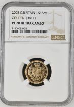 2002 Gold Half-Sovereign Golden Jubilee Proof NGC PF 70 ULTRA CAMEO