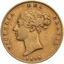 1848/7 Gold Half-Sovereign 8 over 7 Very fine, light scratches